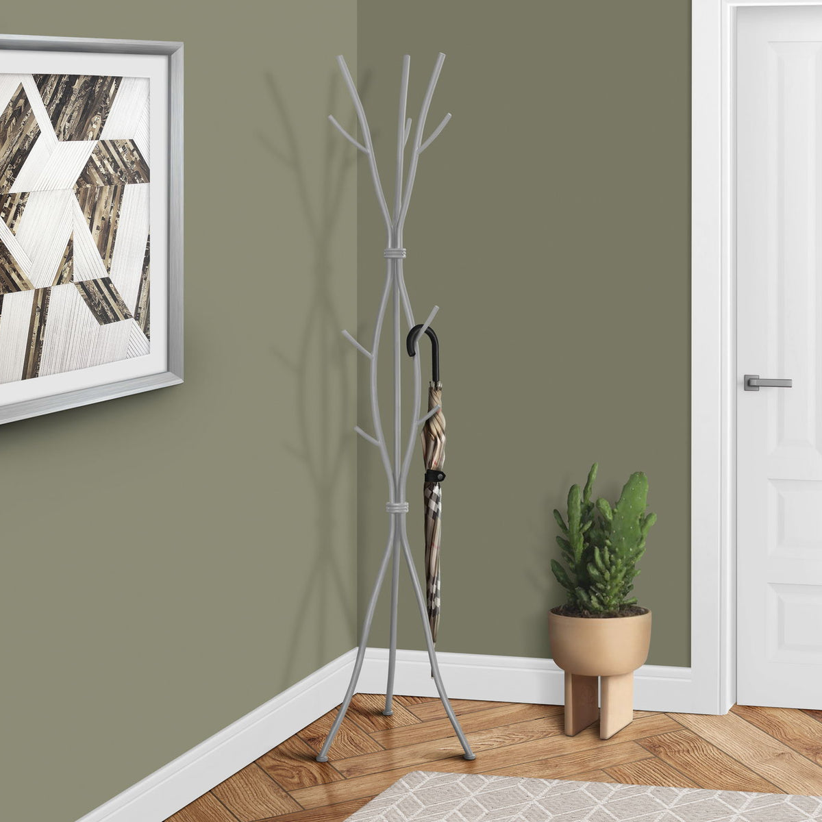 Coat Rack, Hall Tree, Free Standing, 11 Hooks, Entryway, Contemporary & Modern