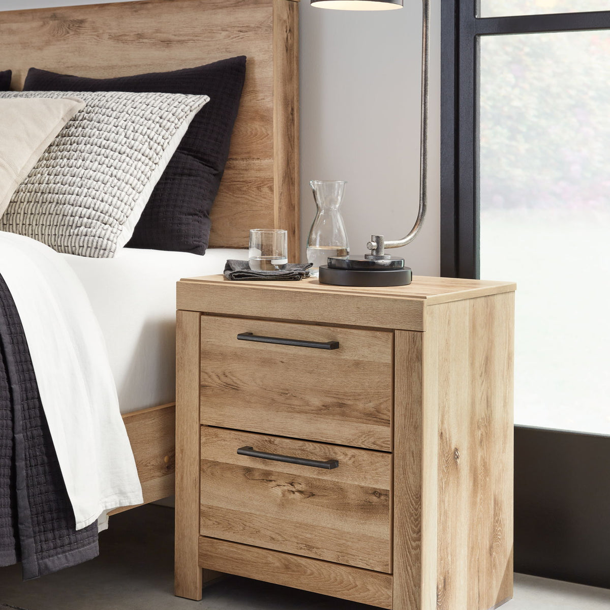 Hyanna - Two Drawer Night Stand - Tan Brown