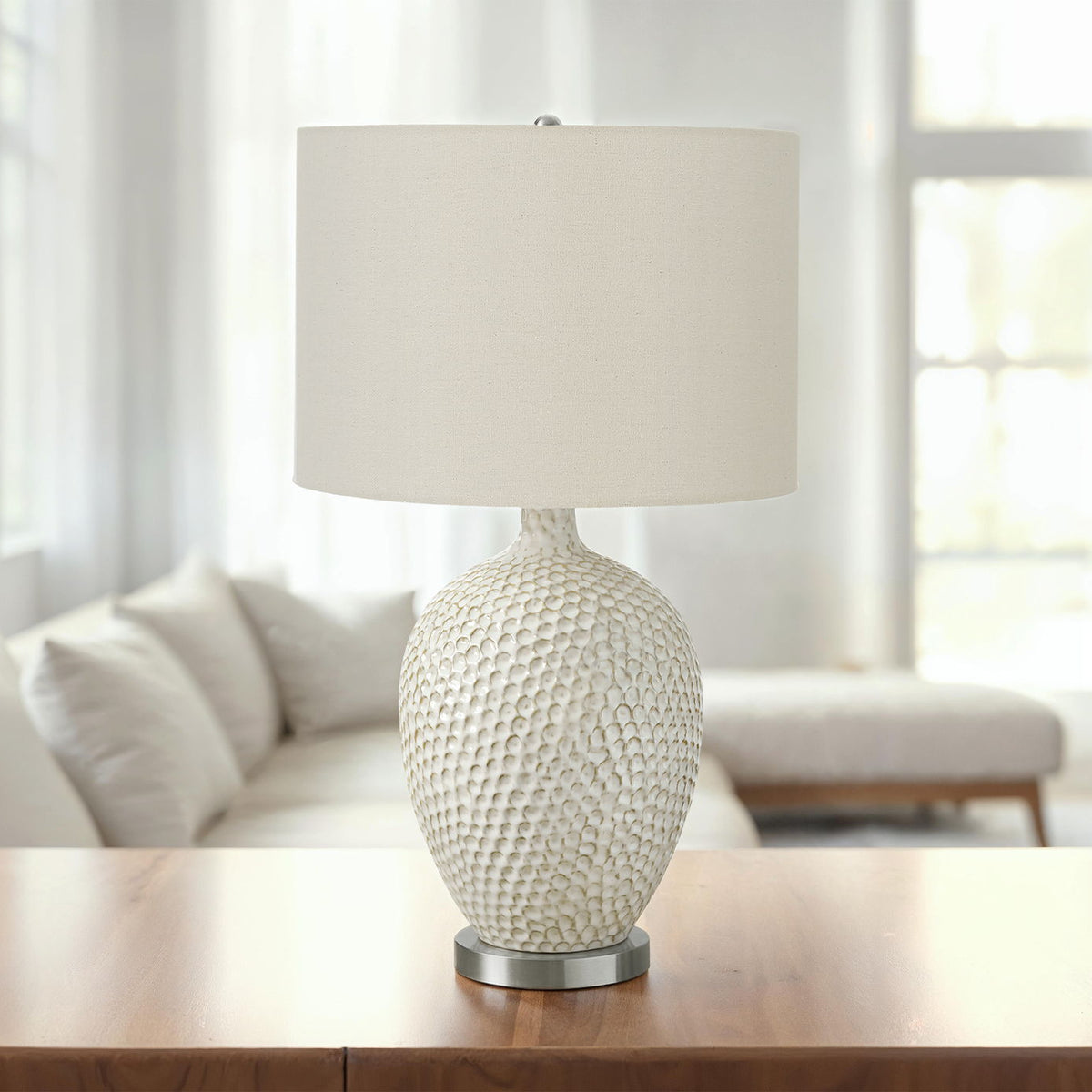 Lighting, Table Lamp, Ceramic, Contemporary - Cream
