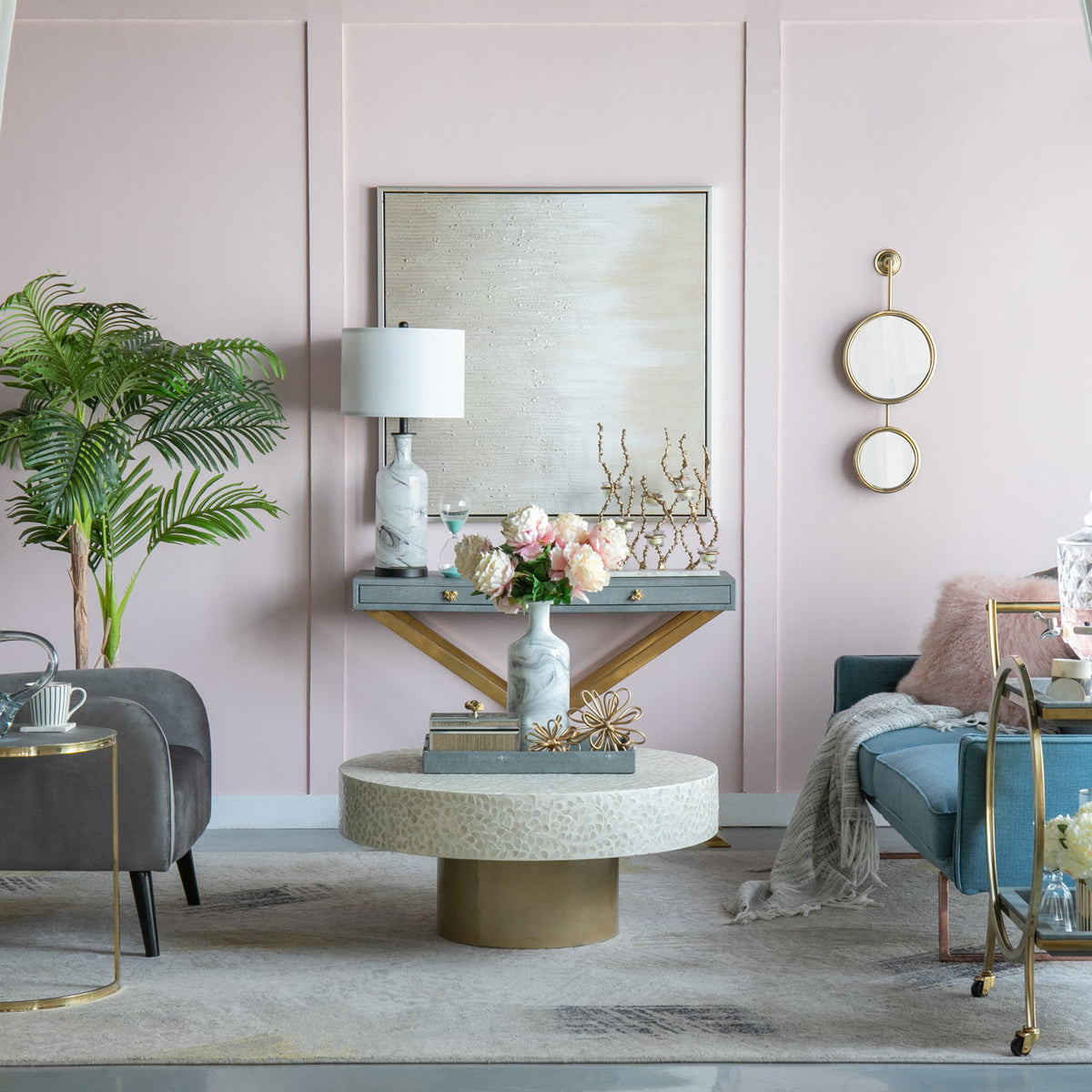 2 Circle Mirrors For Wall Decor, Unique Contemporary Wall Mirror For Living Room Bedroom Entryway - Gold