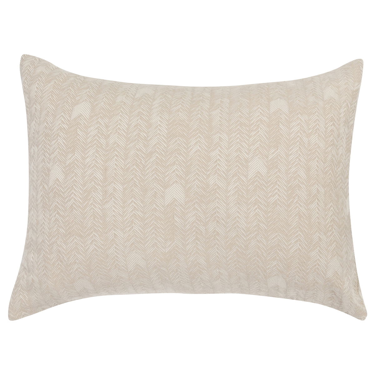 Natural French herringbone sham pillow cover, square pillow with centered woven pattern