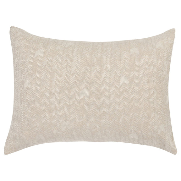 Natural French herringbone sham pillow cover, square pillow with centered woven pattern