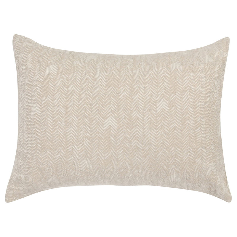 Natural French herringbone sham pillow cover, square pillow with centered woven pattern
