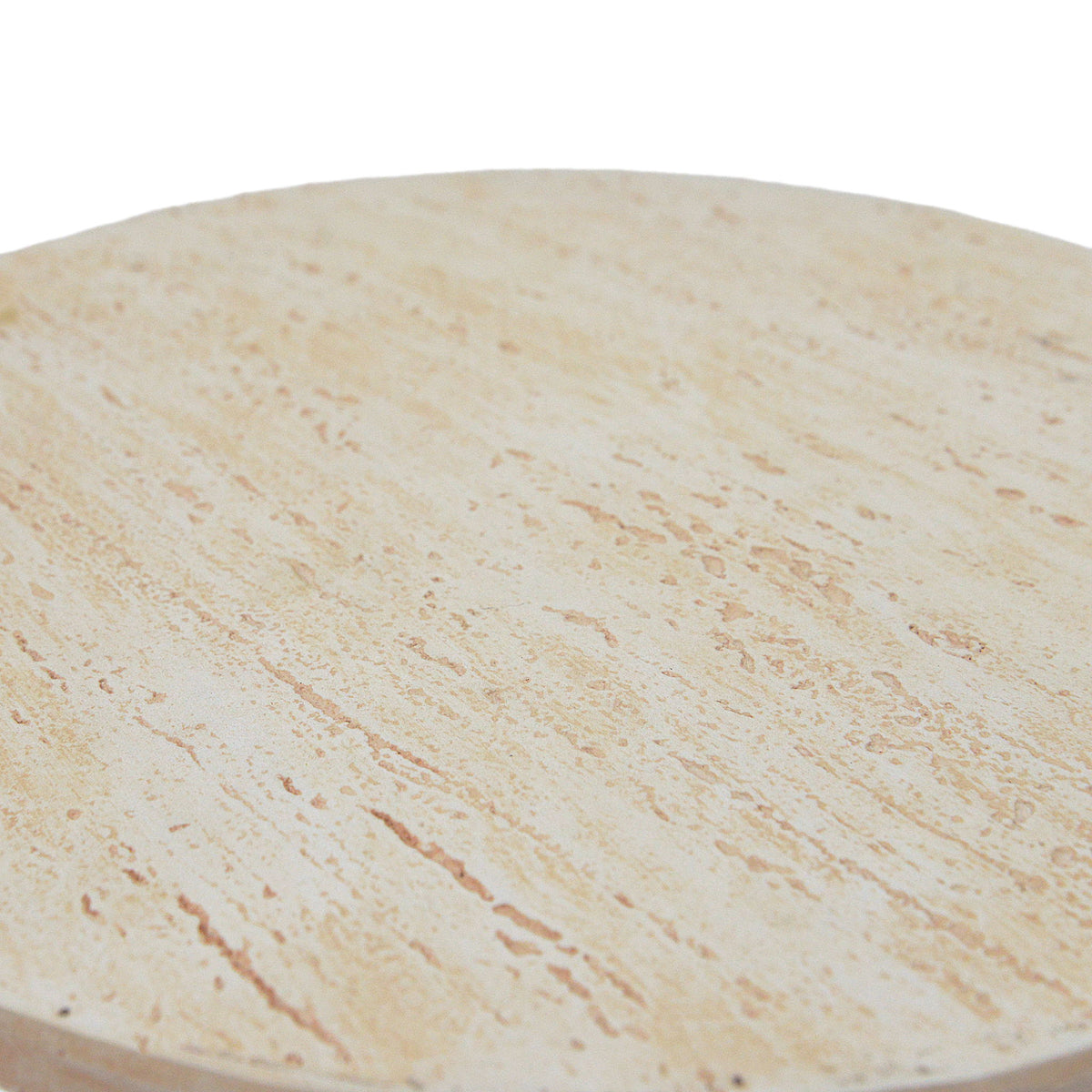 Pedestal Outdoor Side Table, Round Top Accent End Table - Travertine
