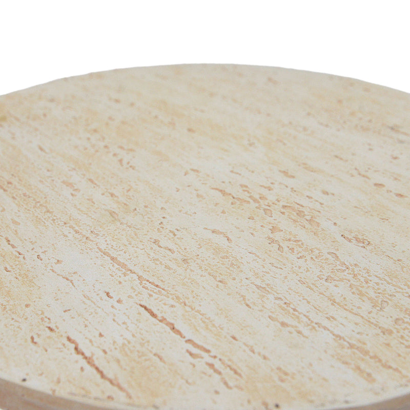 Pedestal Outdoor Side Table, Round Top Accent End Table - Travertine