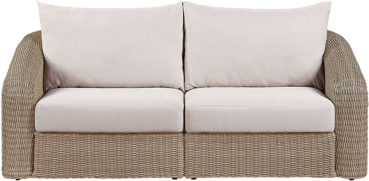 Seacrest - Olefin Water Resistant Fabric And Wicker 2 Piece Outdoor Patio Modular Loveseat