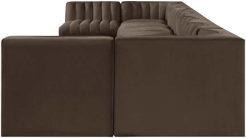 Dark brown velvet modular sectional corner with tufted backrest and arm detail