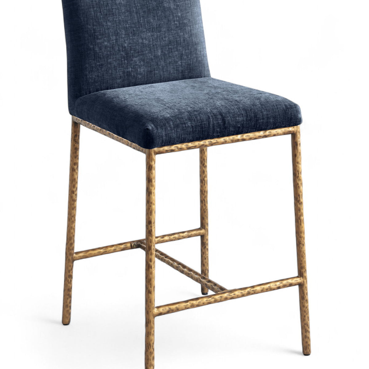 Reeves - Chenille Fabric Upholstered Counter Stool (Set of 2) - Gold Base