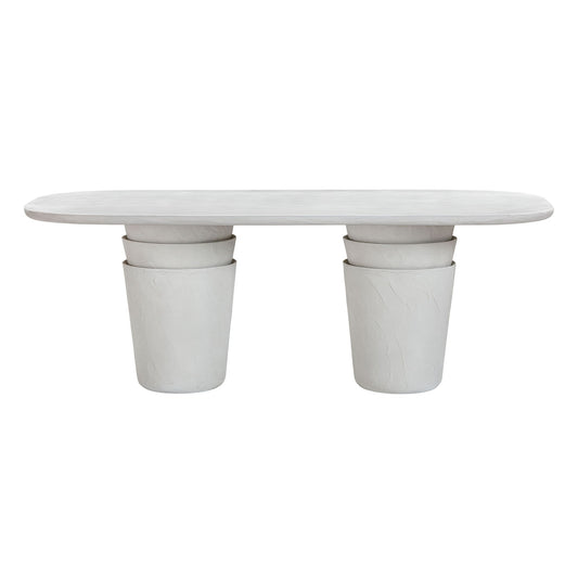 Margot - Faux Plaster Indoor / Outdoor Concrete Dining Table - Light Gray