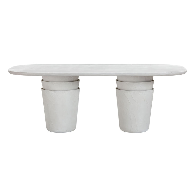 Margot - Faux Plaster Indoor / Outdoor Concrete Dining Table - Light Gray