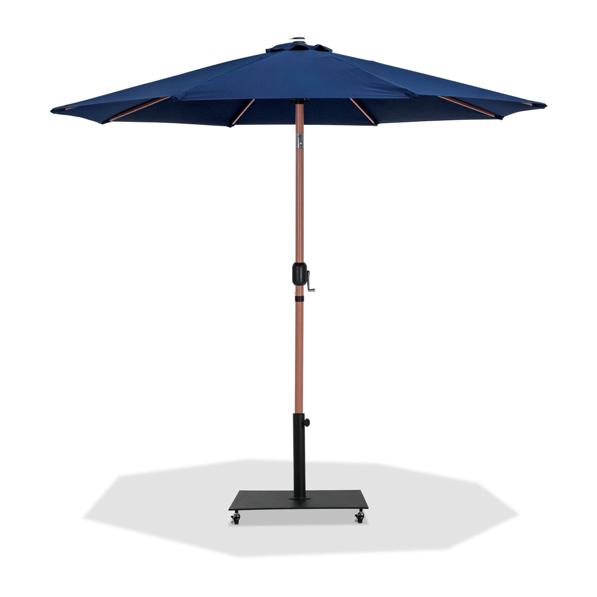 Fiji - Aluminum Patio Umbrella With Square Black And Teak Base