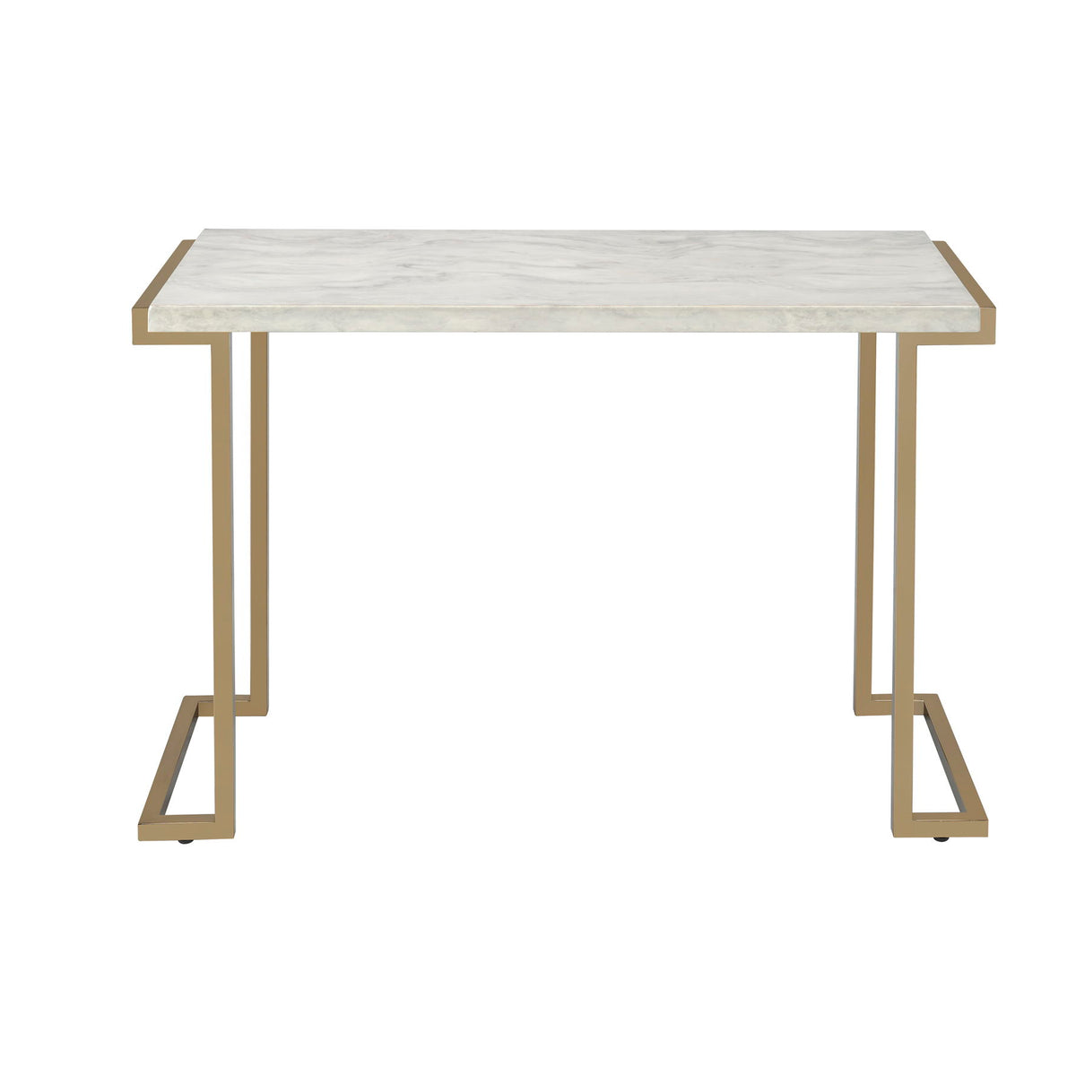 Boice II - Faux Marble Top Sofa Table - White / Champagne