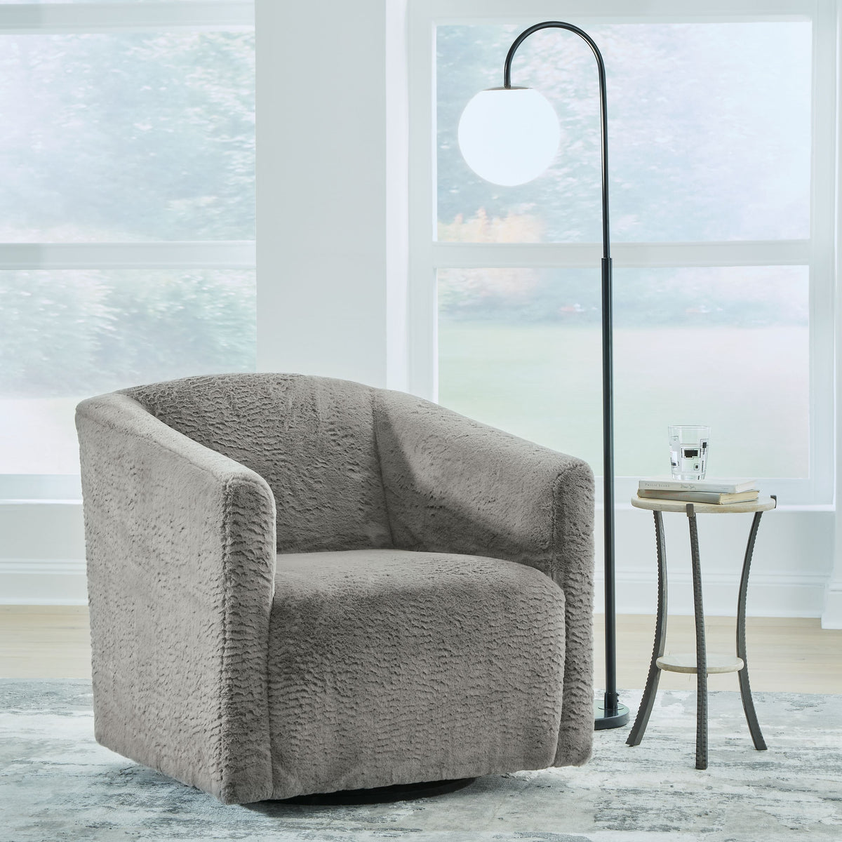 Bramner - Charcoal - Swivel Accent Chair