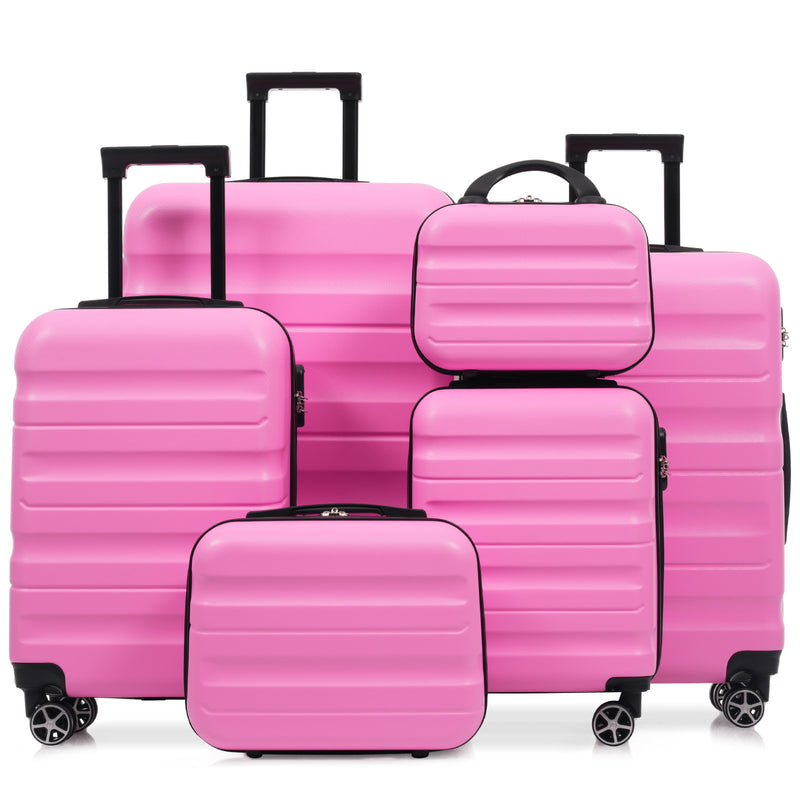 6-Piece ABS Hardshell Luggage Set - Lightweight & Durable Suitcases with Dual Spinner Wheels, Carry-On & Check-In Sizes for Travel & Business