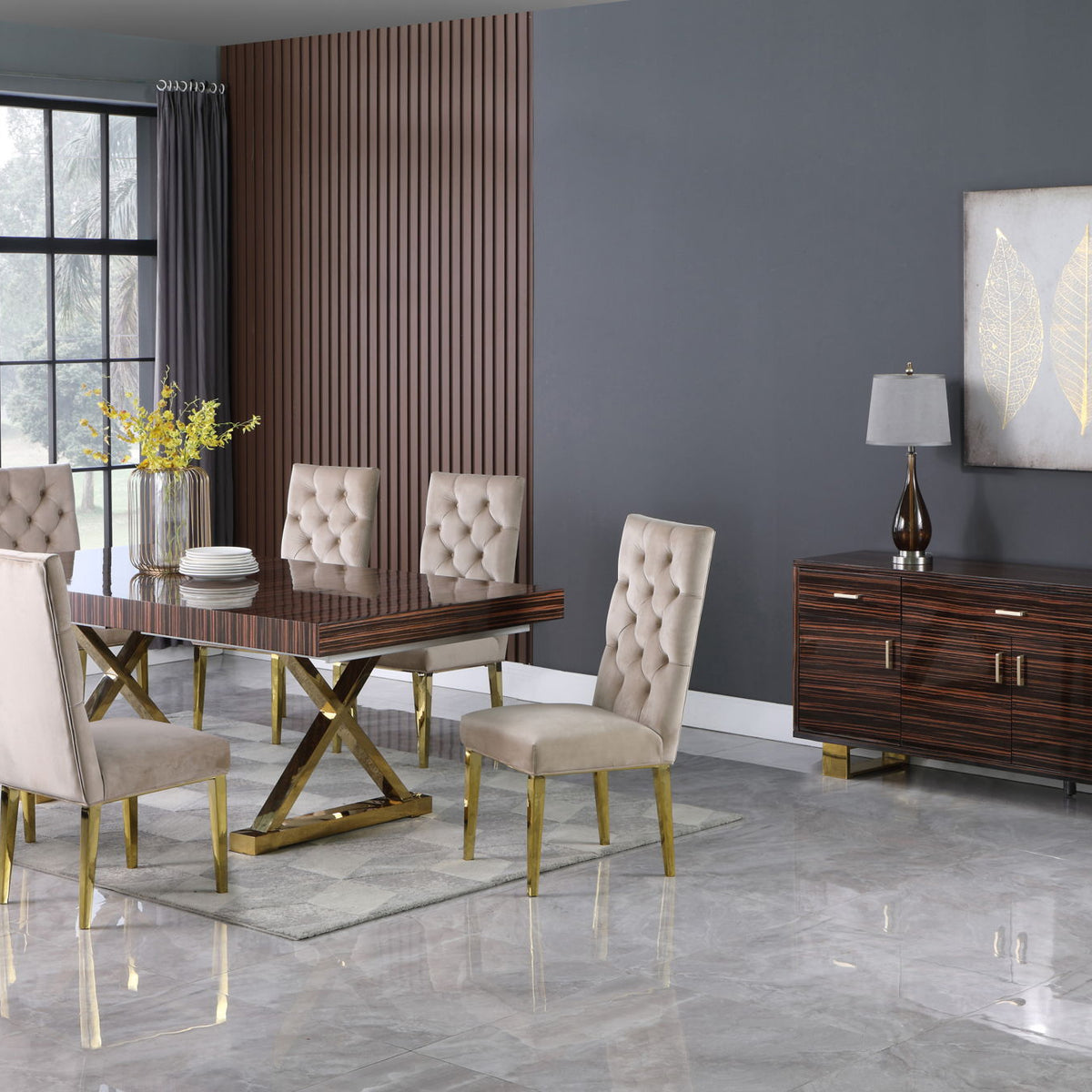 Excel - Extendable Dining Table with Gold Base
