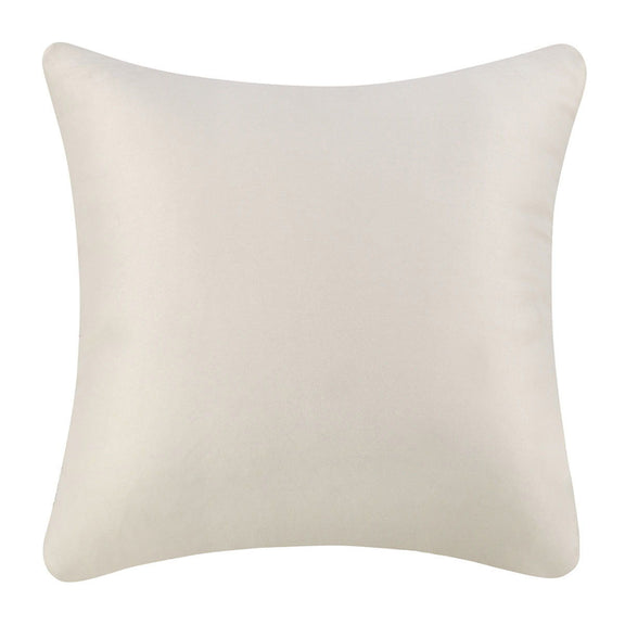 Solid light ivory square pillow with smooth fabric and simple edges