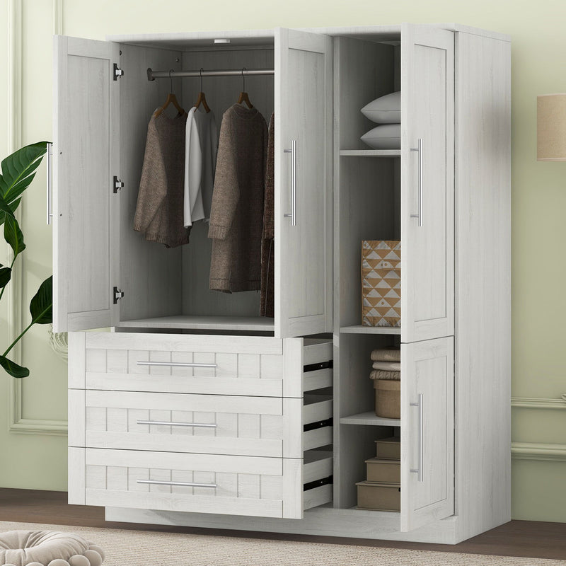 4 Door Wardrobe Armoire With 3 Drawers