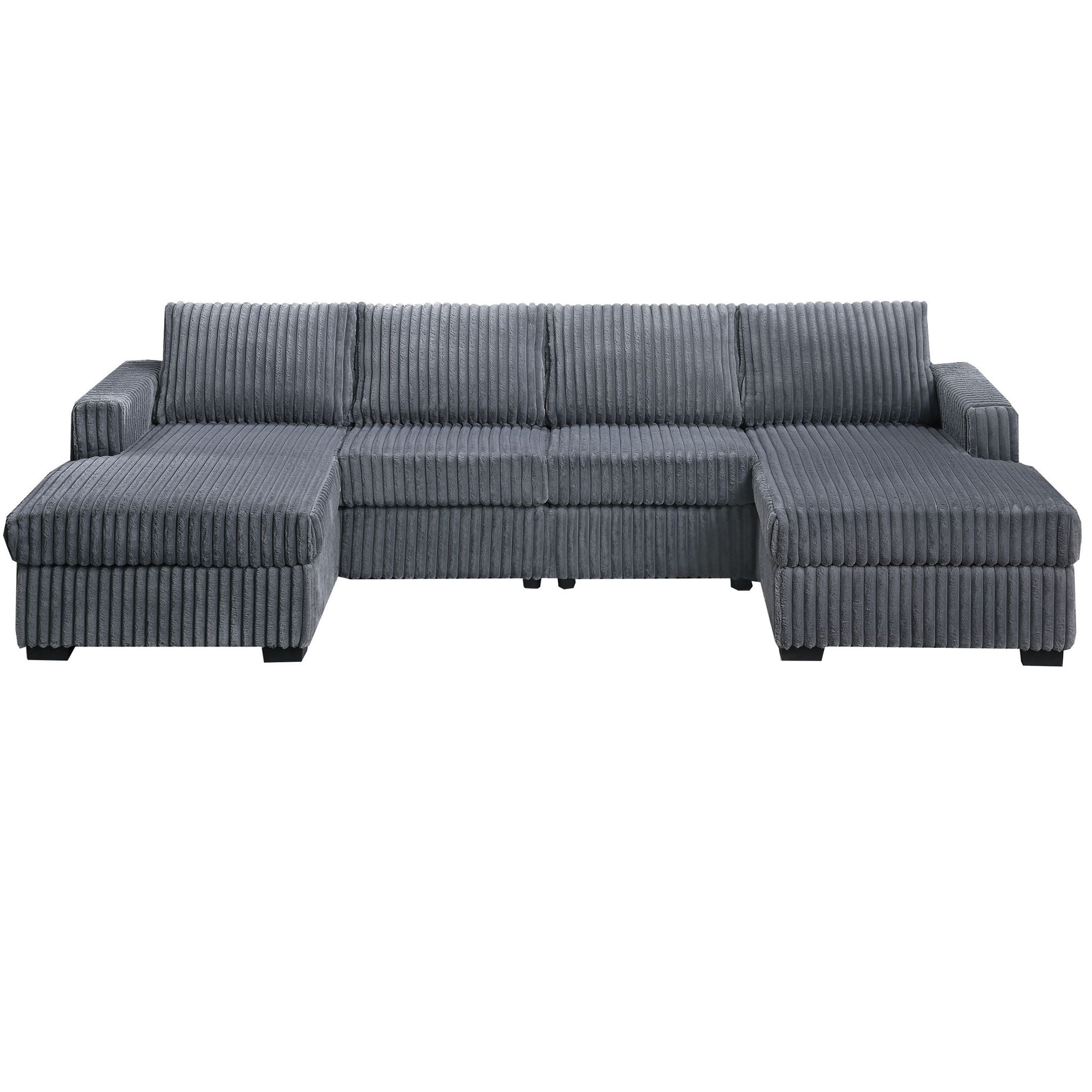 U-Shaped Sectional Set With Cushion Back Armless Chairs Right And Left Arm Chaise