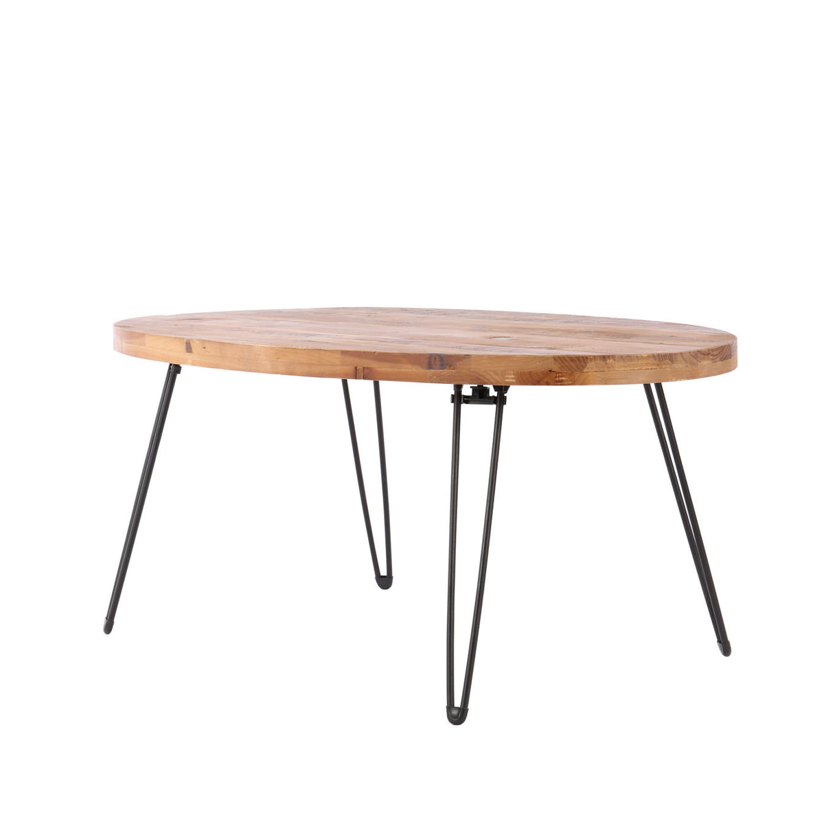 Oval Natural Reclaimed Wood Foldable Cocktail Table For Your Living Room - Natural