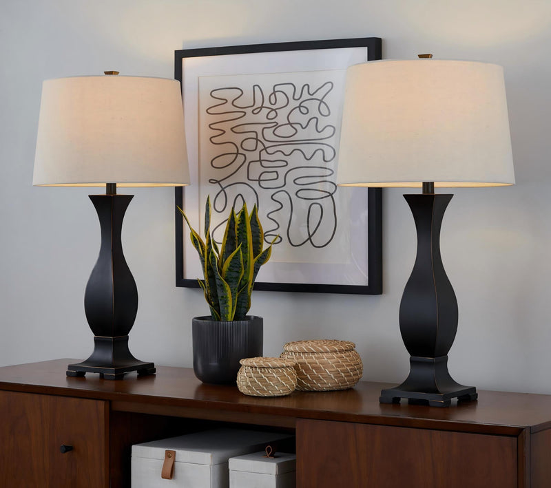 Riley - Contemporary Table Lamp (Set of 2) - Oil Rubbed Bronze / Oat