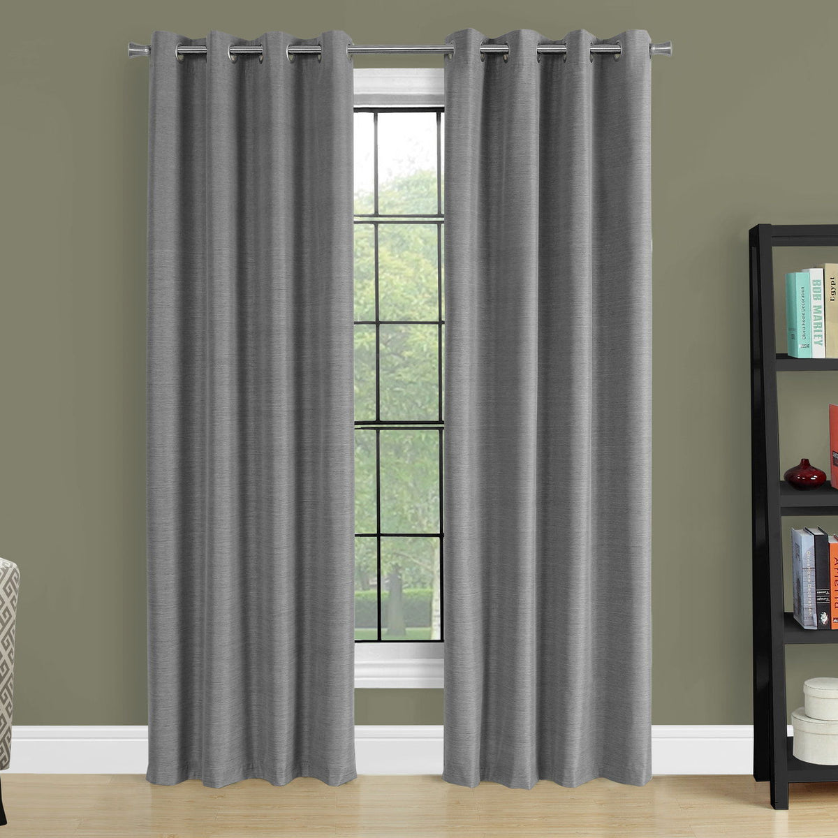 2 Pieces Set, Curtain Panel, Room Darkening, Grommet, Contemporary & Modern