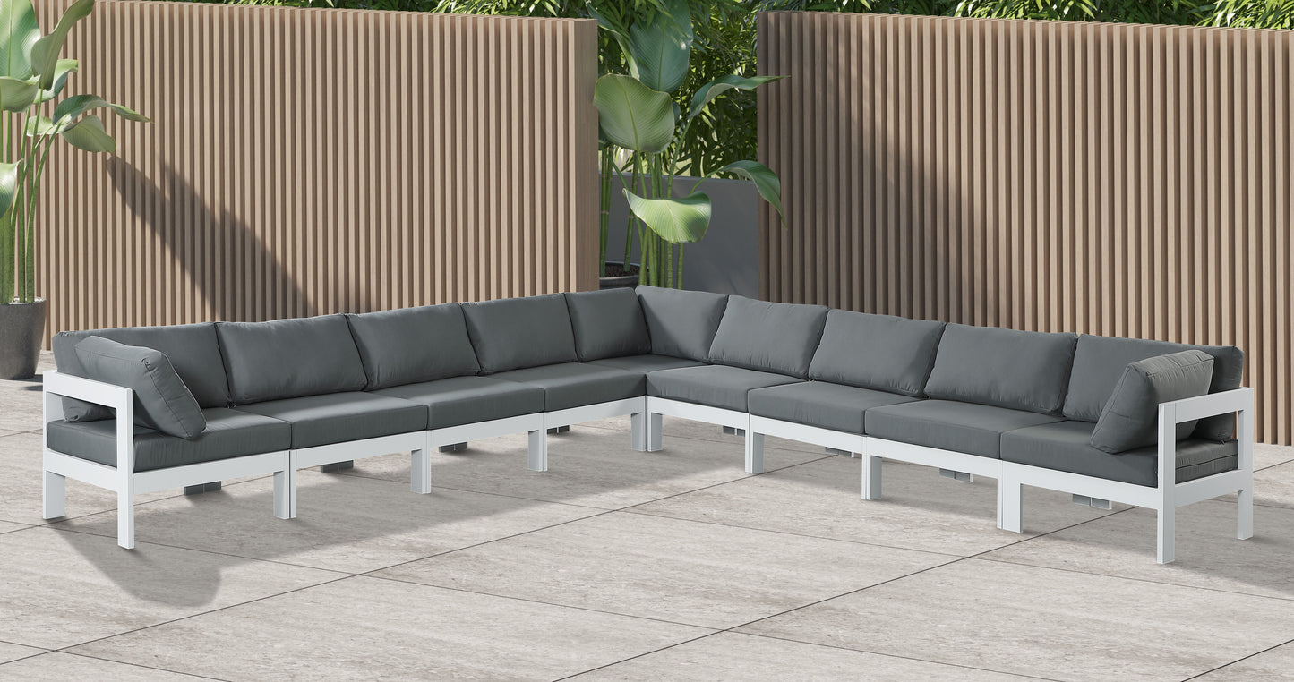 Nizuc - Outdoor Patio Modular Sectional 9 Piece - Grey - Fabric - Modern & Contemporary