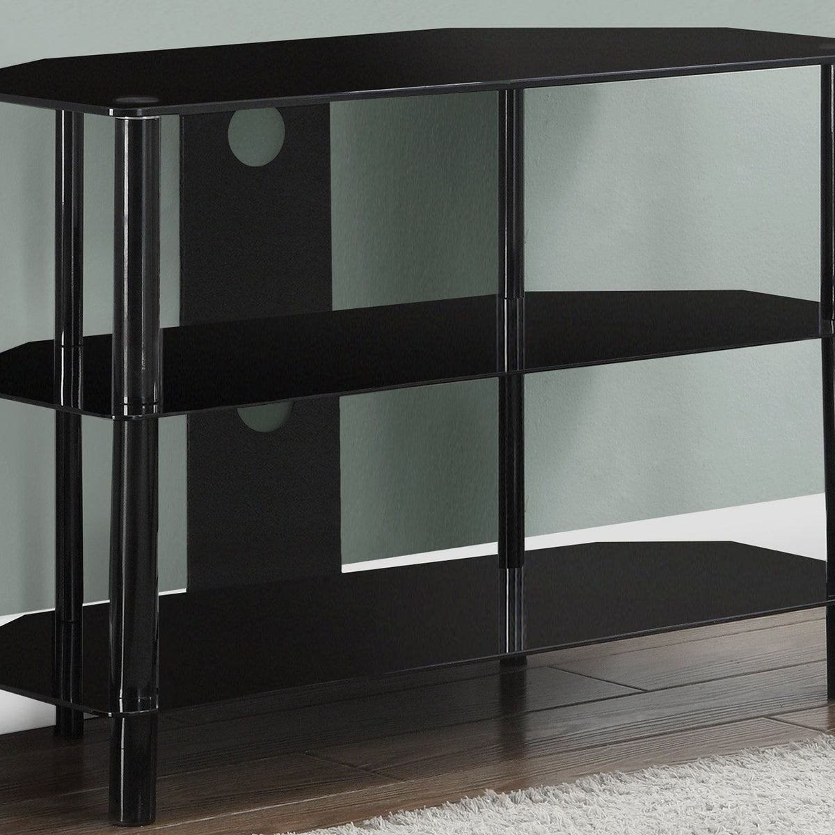 TV Stand, 36 Inch, Console, Media Entertainment Center, Storage Shelves, Contemporary & Modern - Black
