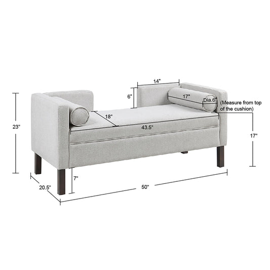 Upholstered Accent Bench With Open Back - Gray