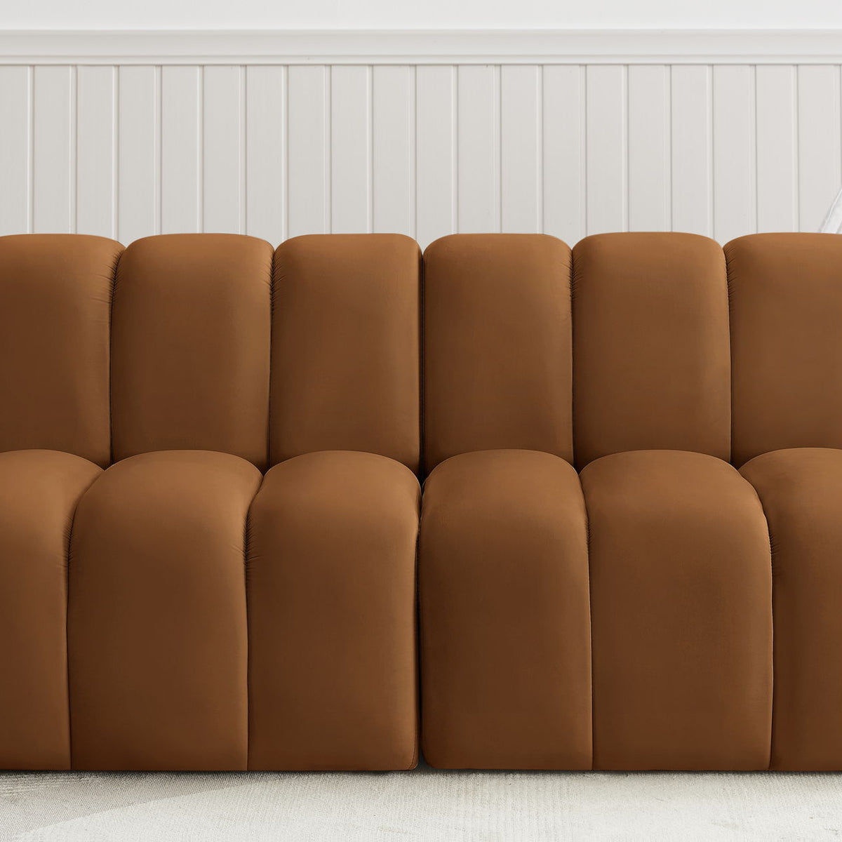 Arc - Velvet 2 Pieces Modular Sofa - Saddle