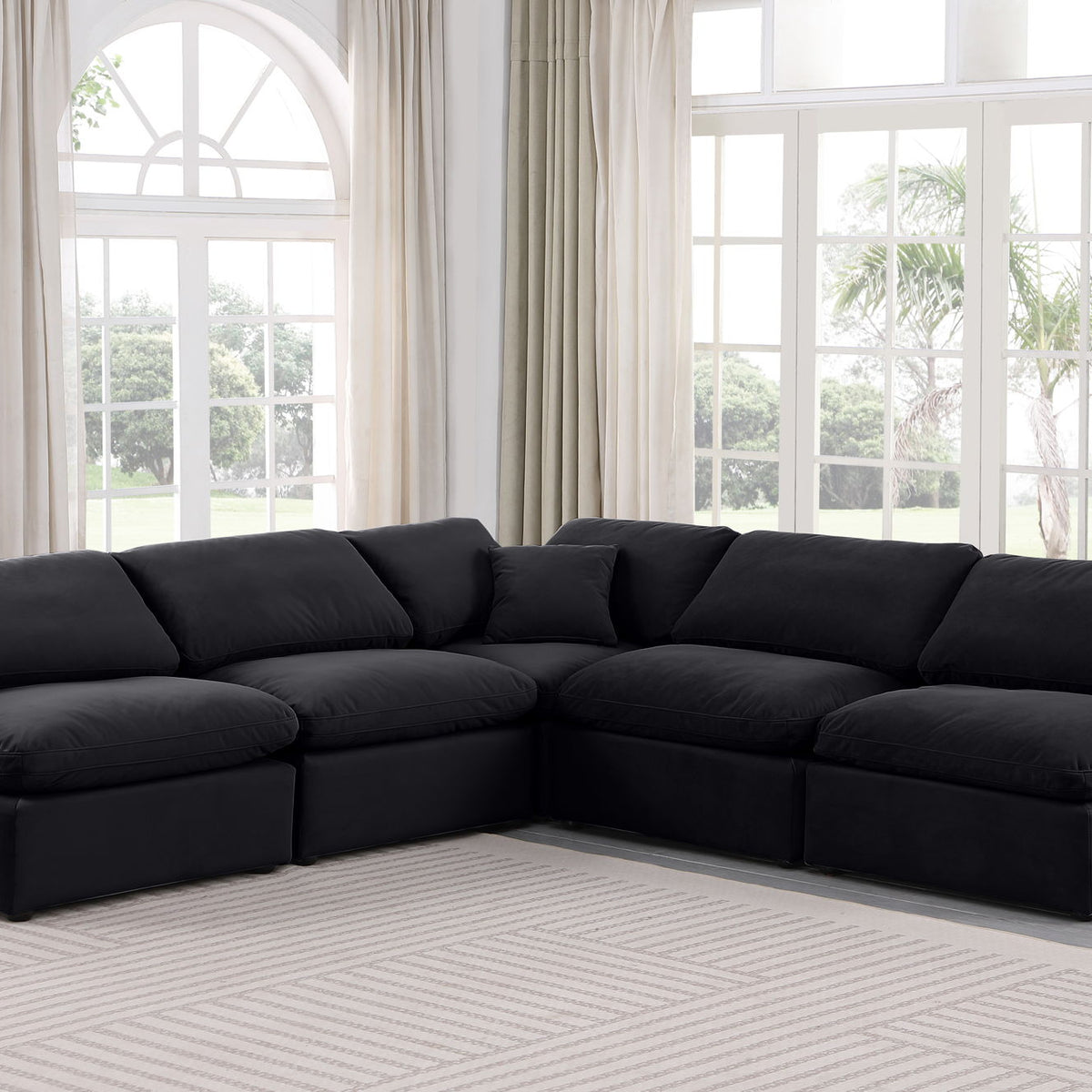 Indulge - Velvet 5 Piece Modular Corner Armless Sectional