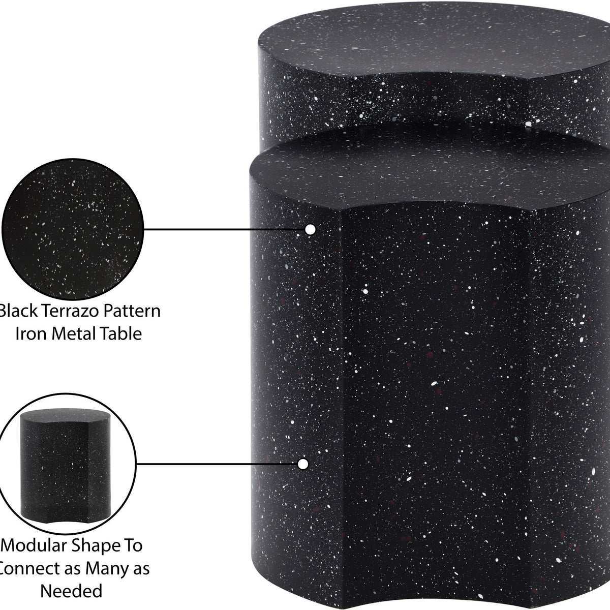 Dimple - Modular End Table - Terazzo Finish