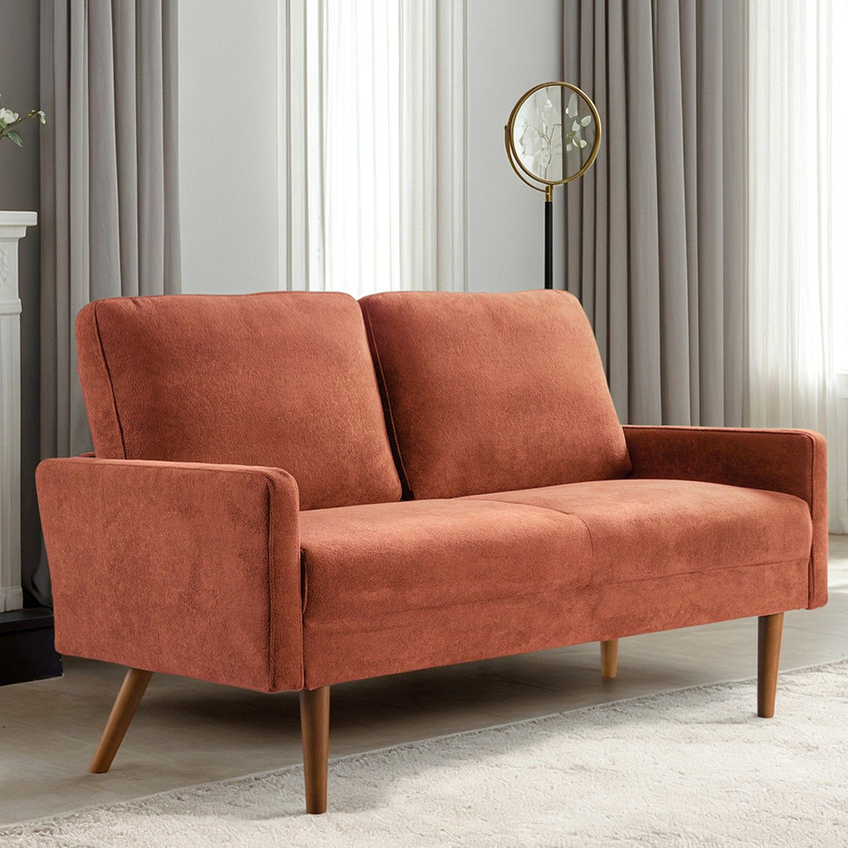 Loveseat Sofa, European Style With Sleek Design, Modern & Vintage Flair, Upholstered 2 Seater Couch