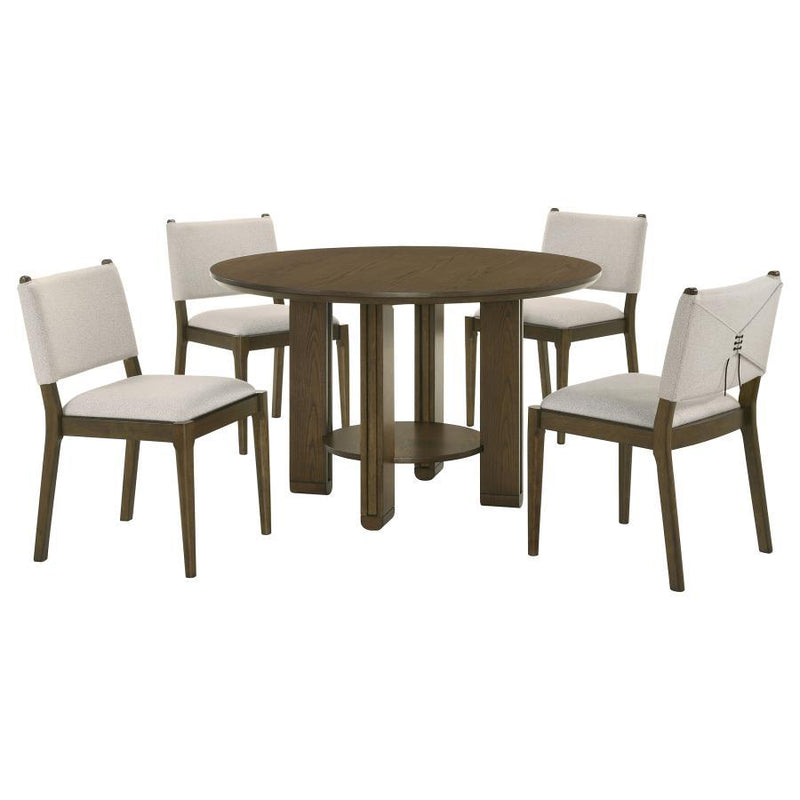Ottowa - 5 Piece Round Wood Dining Room Table Set - Brown