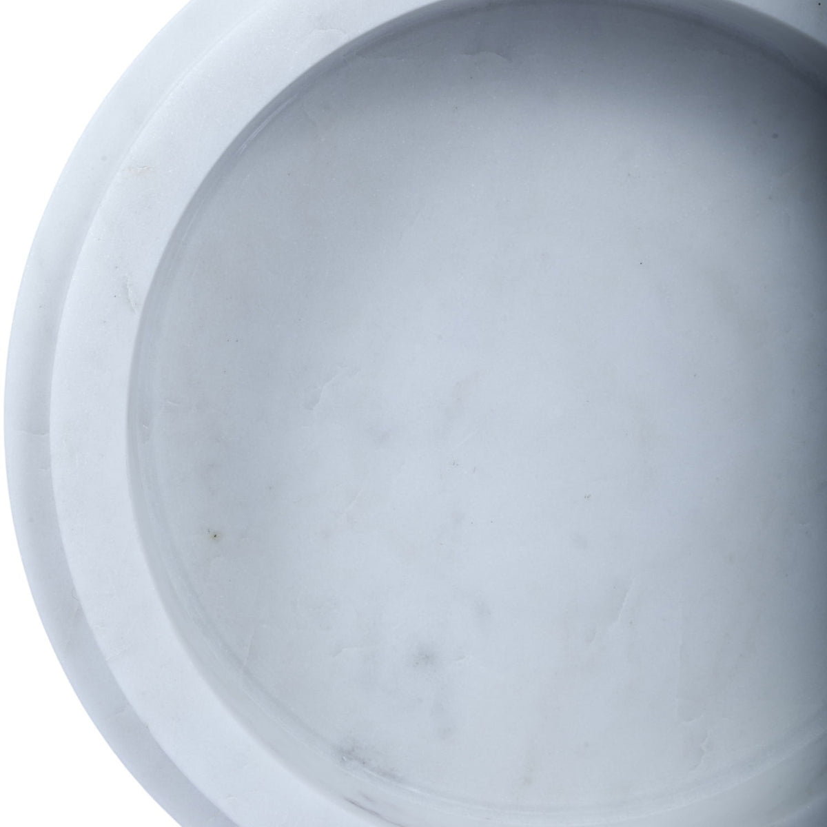 Parsons genuine marble bowl, close-up of pale white bowl interior and smooth rim