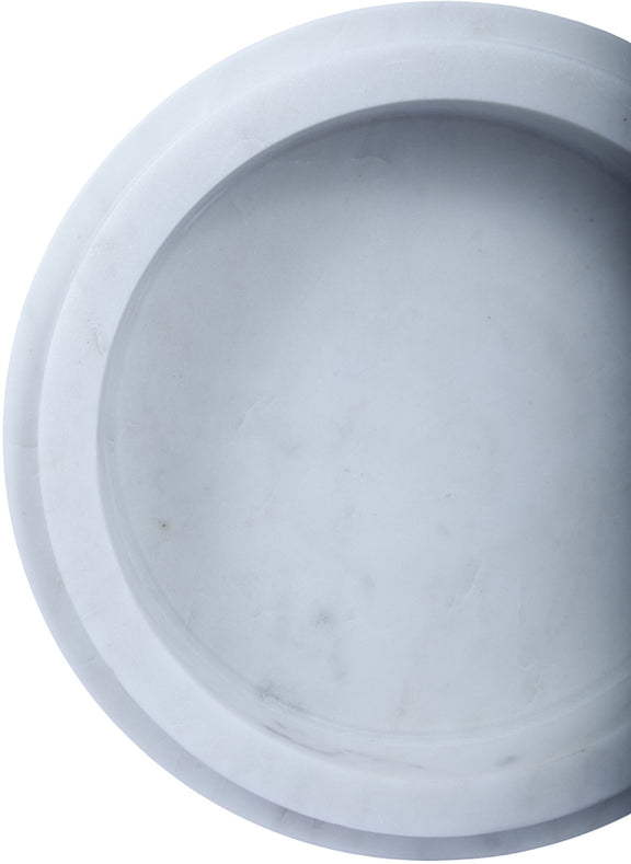 Parsons genuine marble bowl, close-up of pale white bowl interior and smooth rim