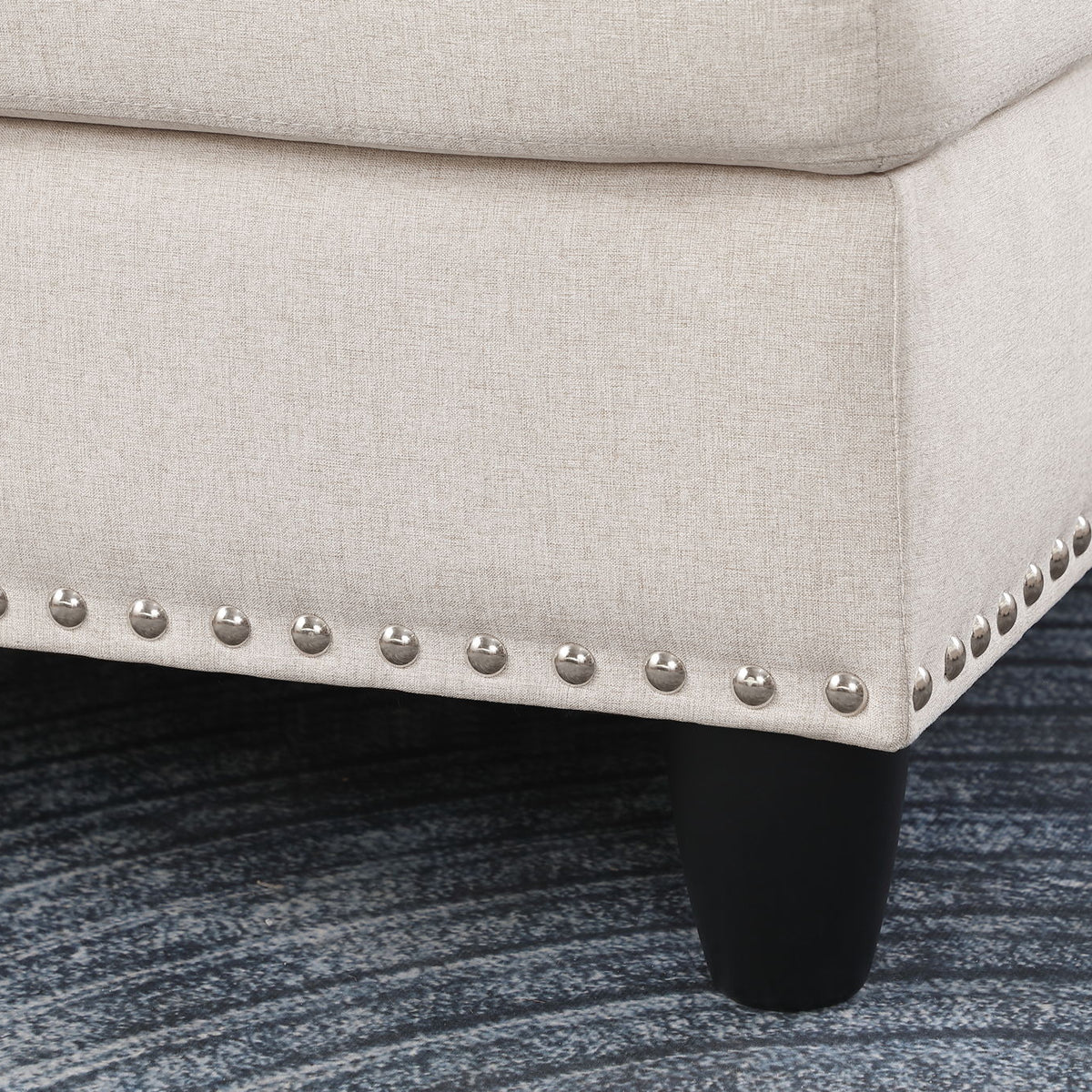 Alger - Wide Left Hand Facing Sofa & Chaise With Ottoman - Beige
