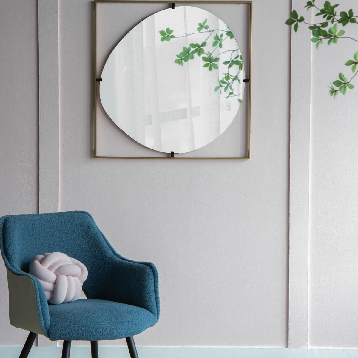 Poppy Mirror With Metal Frame Contemporary Design For Bathroom, Entryway Wall Decor