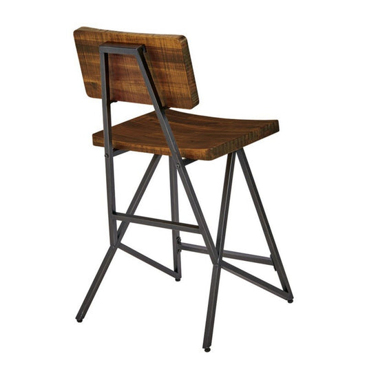 Trestle Counter Stool With Reclaimed - Reclaimed Brown / Gun Metal