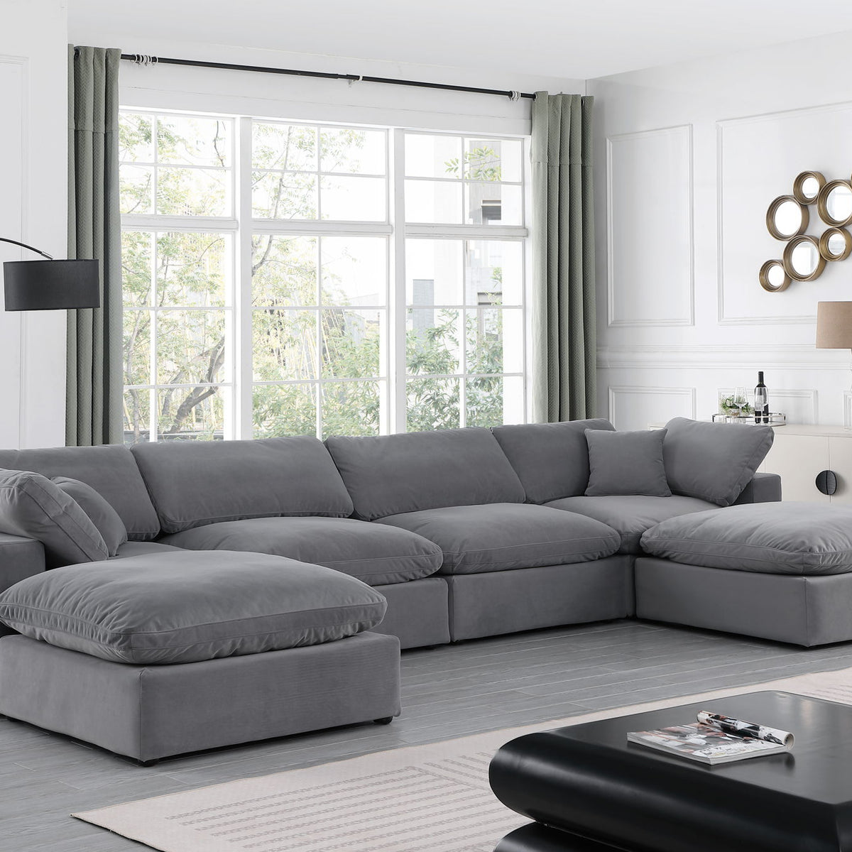 Comfy - 6 Piece Velvet Modular Double Chaise Sectional