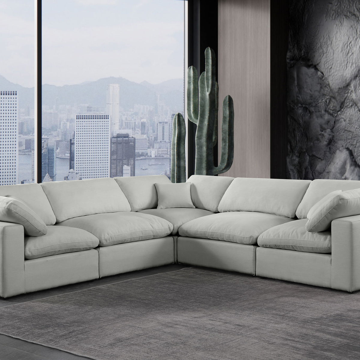 Comfy - 5 Piece Linen Modular Corner Sectional
