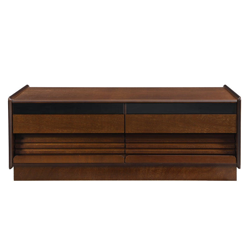 Coffee Table 4-Drawer Fluted Tempered Glass Brown 47.2-inch