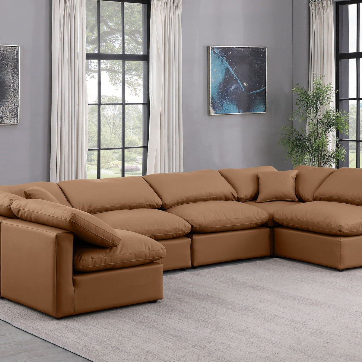 Indulge - Faux Leather 6 Piece Modular U-Shaped Sectional