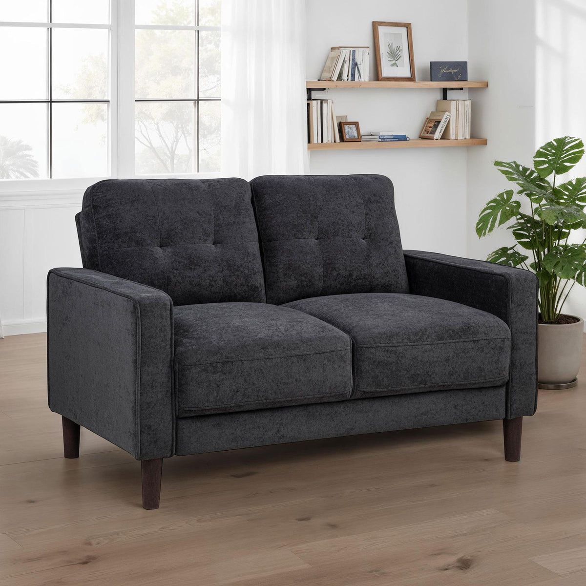 Bowen II Fabric Upholstered Track Arm Loveseat Steel Grey