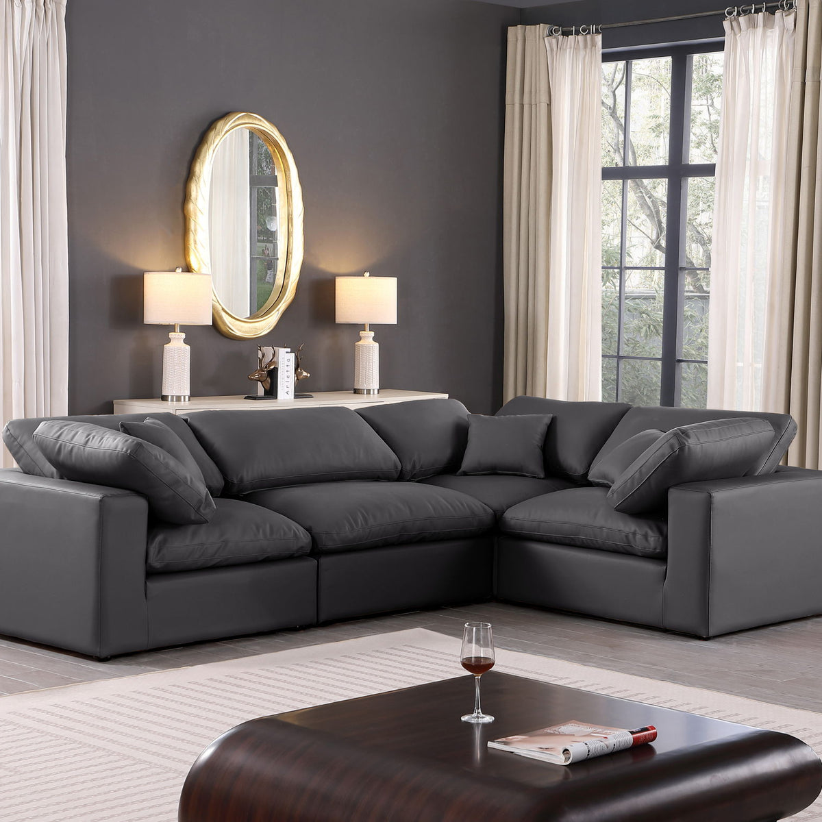Comfy - 4 Piece Faux Leather Modular Sectional