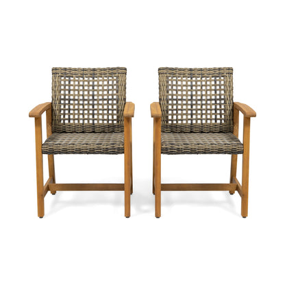 Outdoor Dining Chair Acacia Wood Frame (Set of 2)