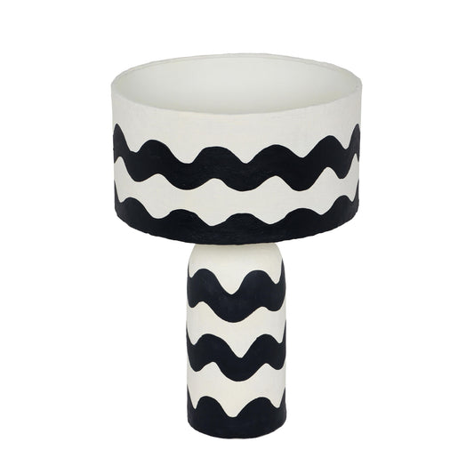 Tropea - Black Waves Papier Mache Table Lamp - Black Waves