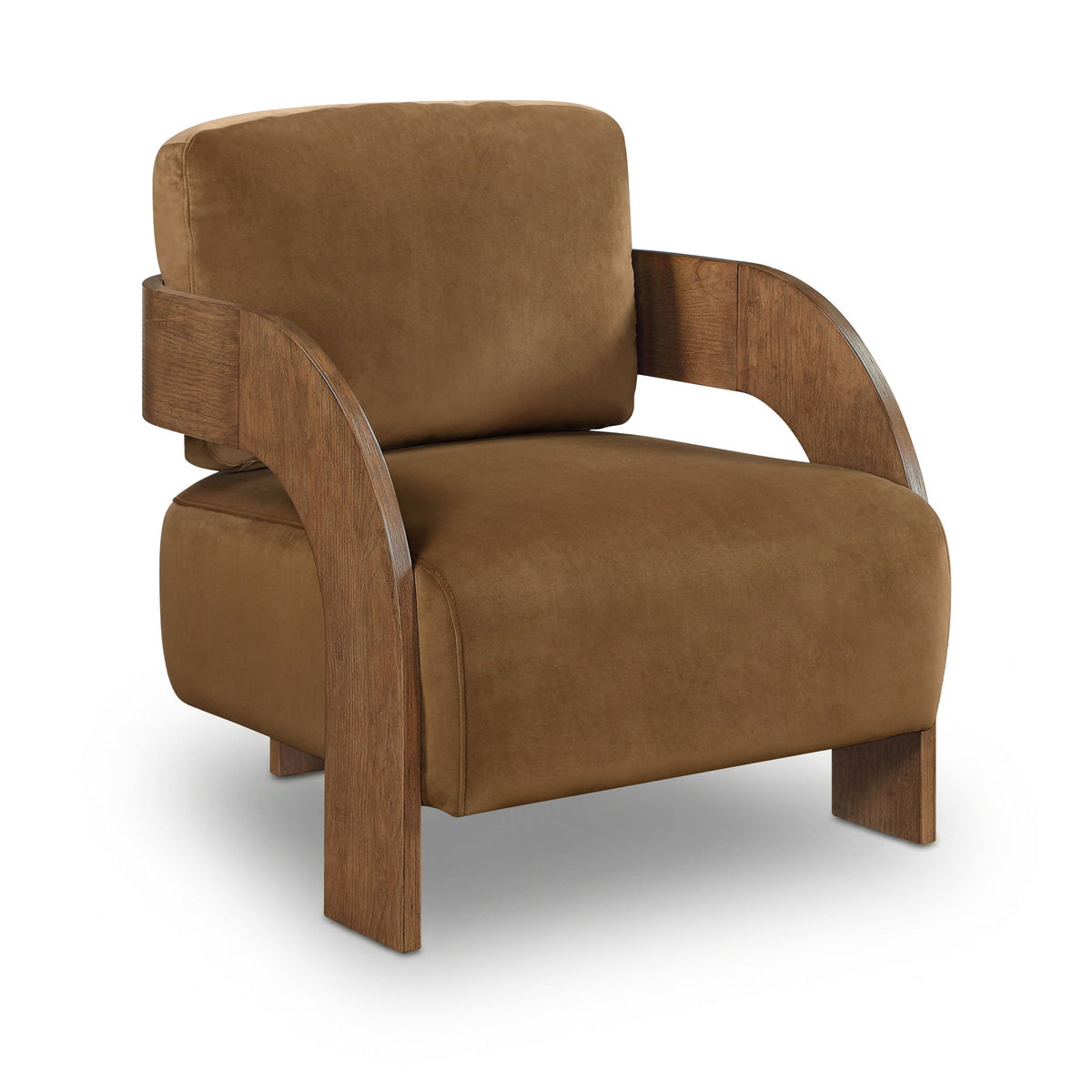 Cedra - Velvet Performance Fabric Upholstered Accent Chair - Brown Frame