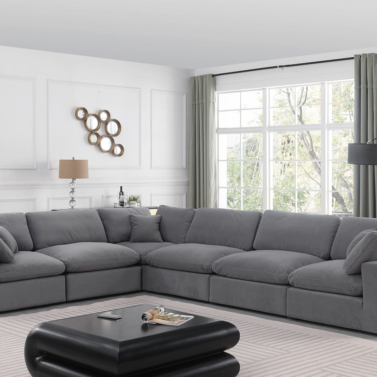 Comfy - 6 Piece Velvet Modular Corner Sectional