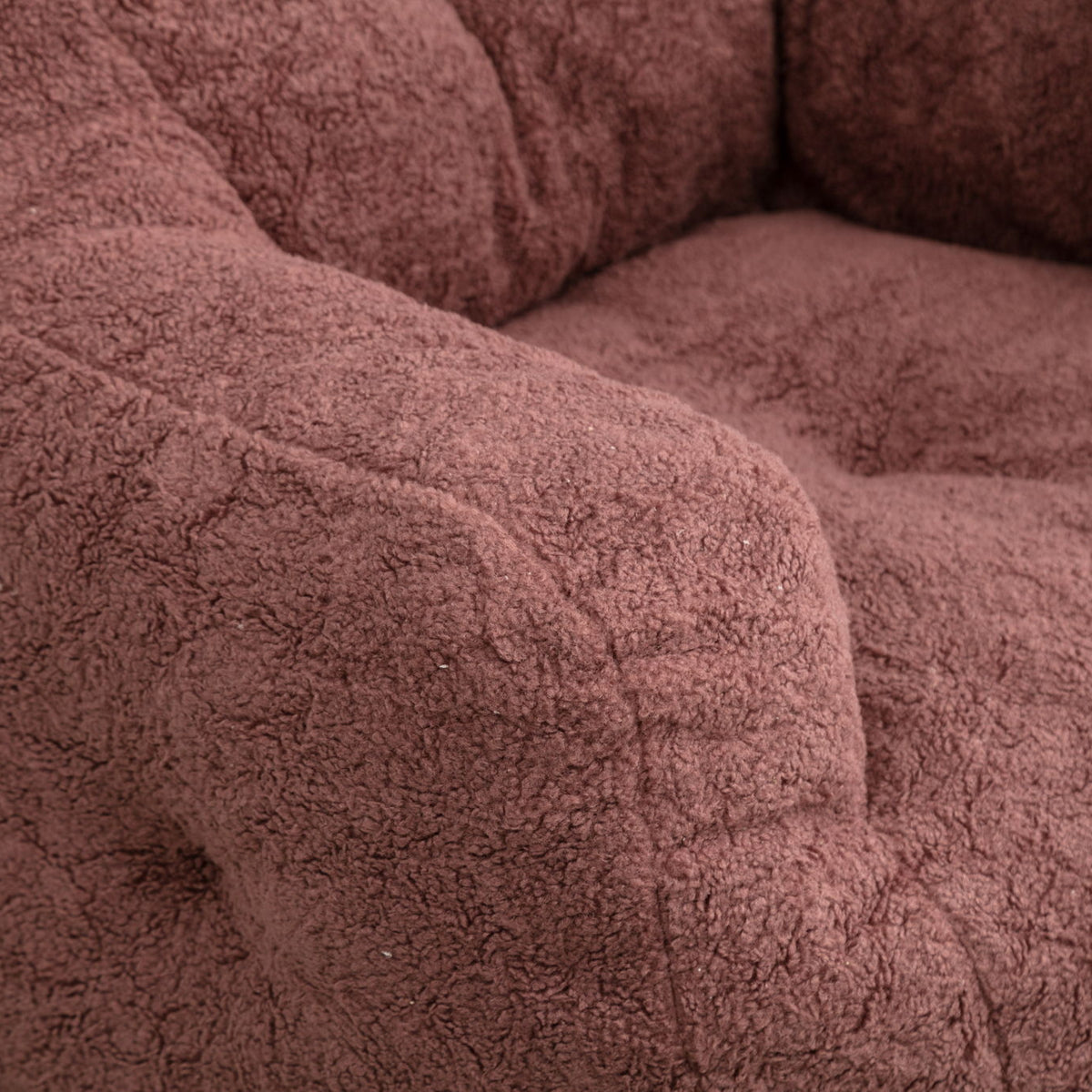 Soft Teddy Fabric Tufted Foam Bean Bag Chair With Teddy Fabric