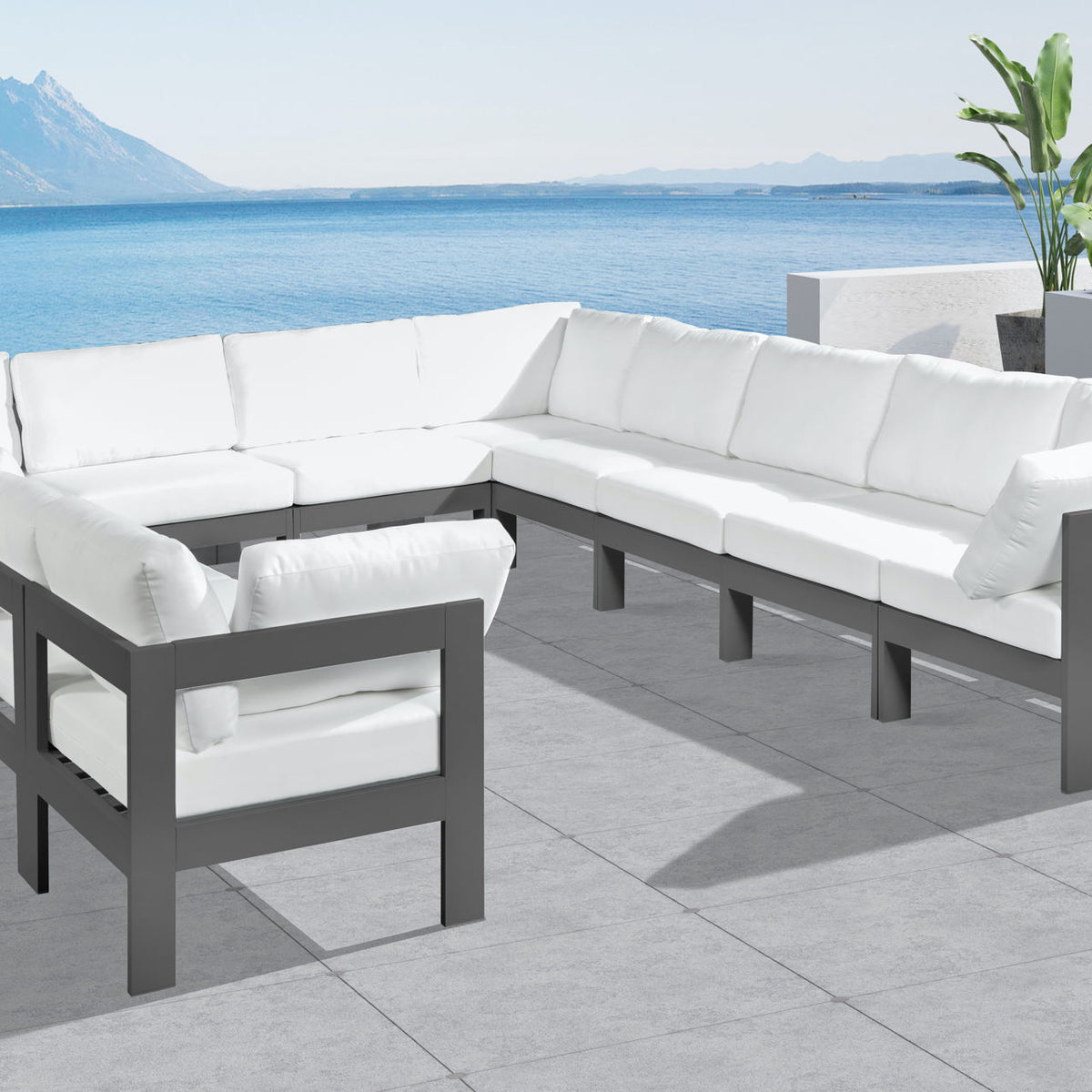 Nizuc - Outdoor Patio 12 Piece Modular Sectional With Gray Frame